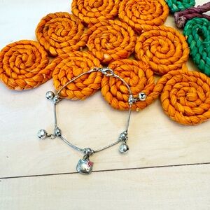 Hello Kitty Jingle Bell Silver Tone Bracelet